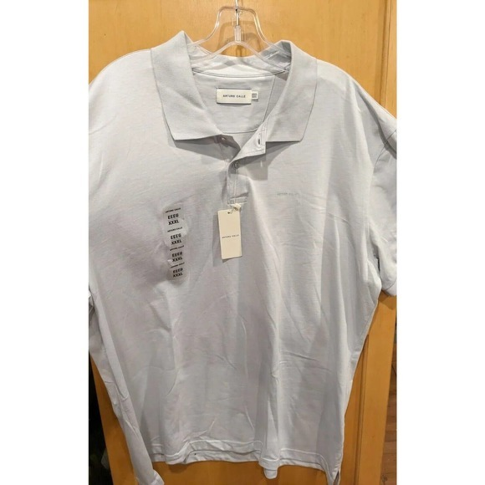Arturo Calle Men's Polo Shirt Size XXXL 3XL White/Gray‎ Short Sleeve NWT